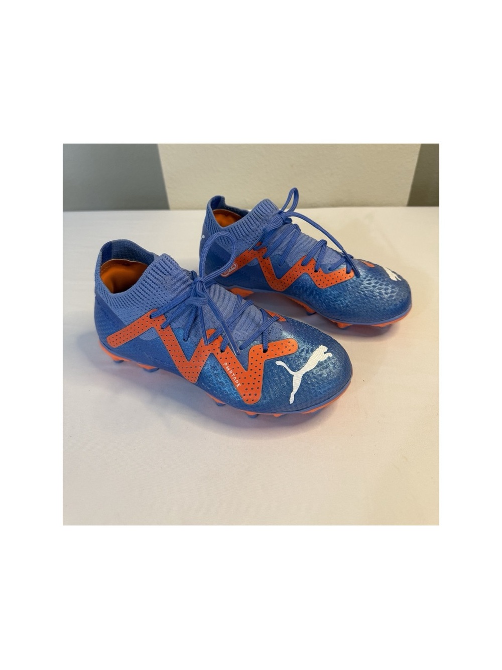 PUMA Future Match Kids Soccer Cleats Blue Orange Size 12